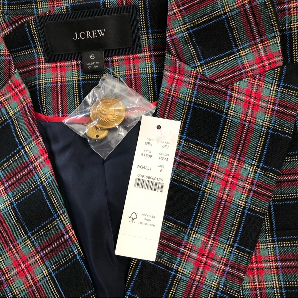 New J Crew Parke blazer in black Stewart tartan Sz 6/S